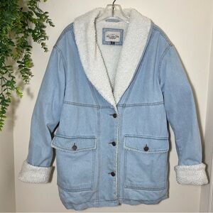 🐑Ashley Vintage Charm | Oversized Sherpa Lined Denim Jean Jacket Barn Coat